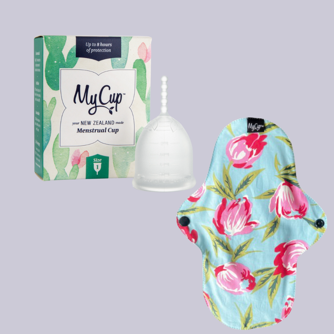 MyCup™ Menstrual Cup Size 1 + MyCup Reusable SUPER Pad Bundle